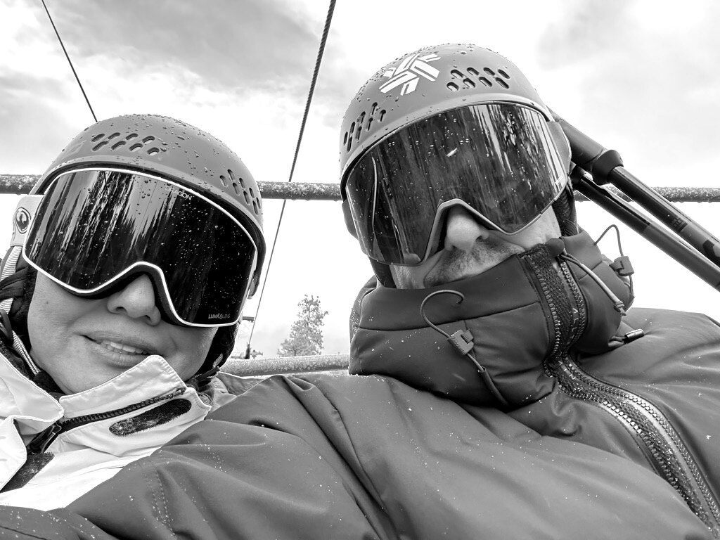 On the lift at the mountain