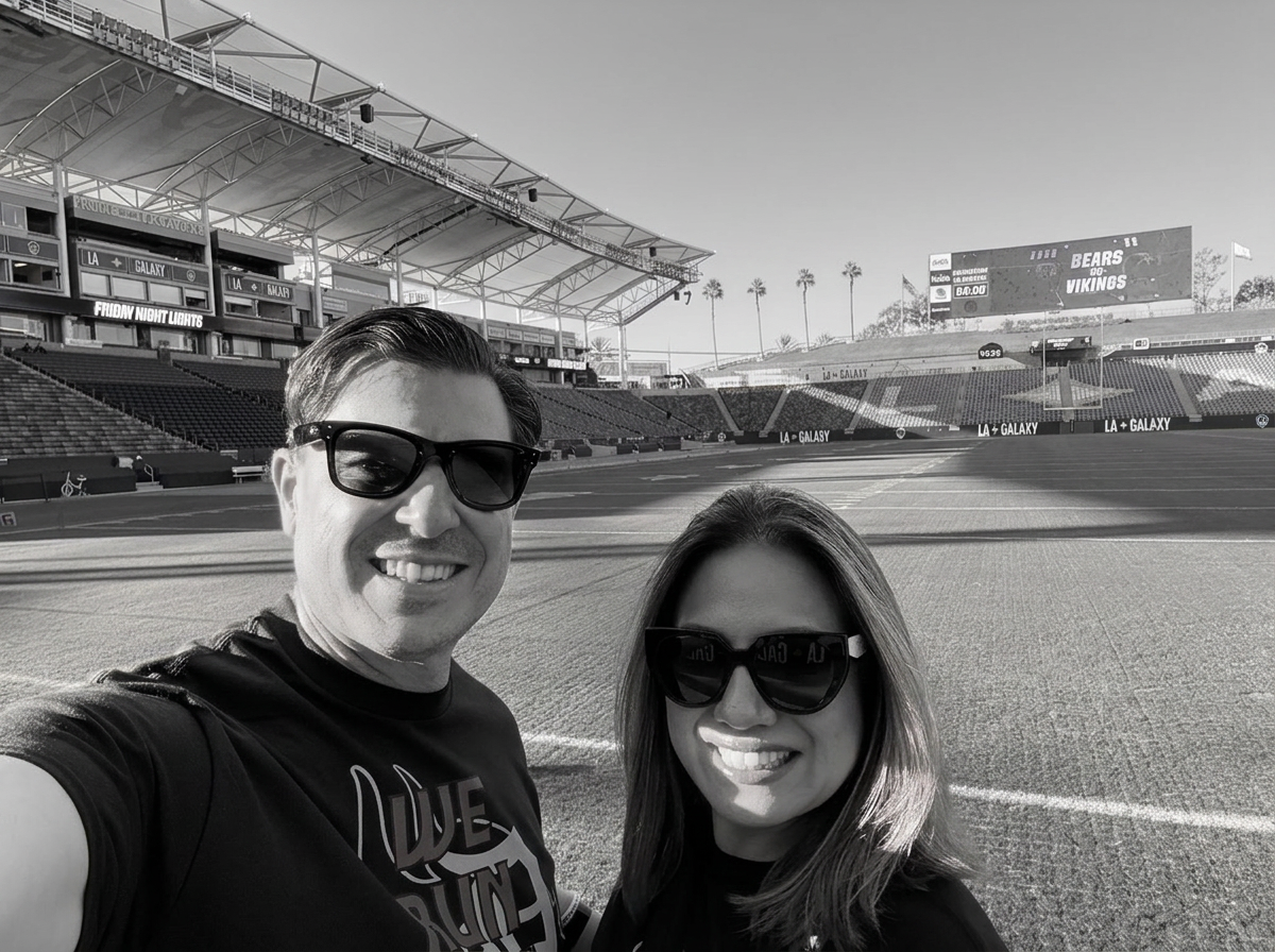 Crispin Luna IV and partner at a stadium