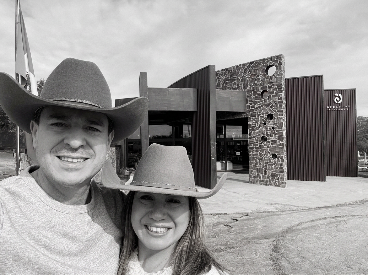 Crispin Luna IV and partner in cowboy hats